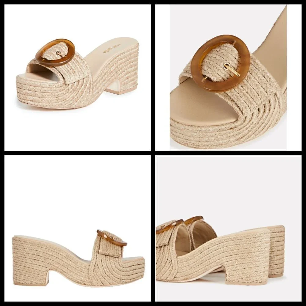 💕CULT GAIA💕 Cleia Jute Platform Sandals ~ Natural EU 41 Braided Raffia NWT